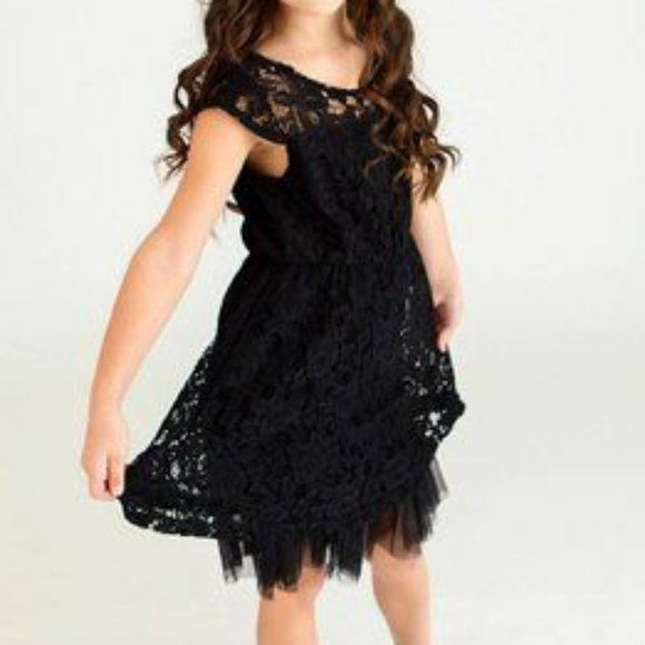 NWT ~ Think Pink Bows Bella Lace Dress Black Girls 4 - Picture 2 of 5